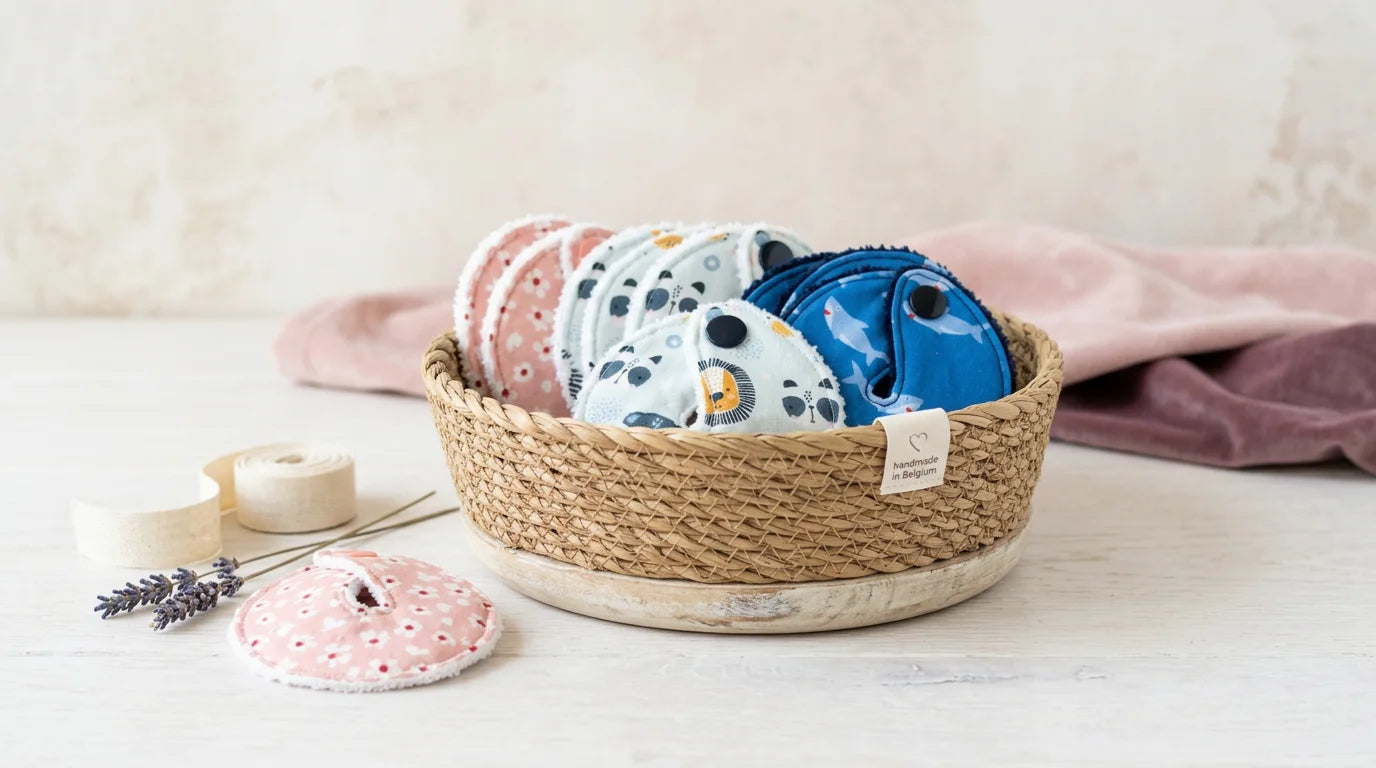 Panier de lingettes Bidoo lavables aux motifs doux